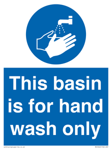 Basin for hand wash only